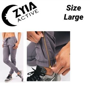ZYIA Active Women's Peak Zipper Joggers- Dark Grey- Size large​